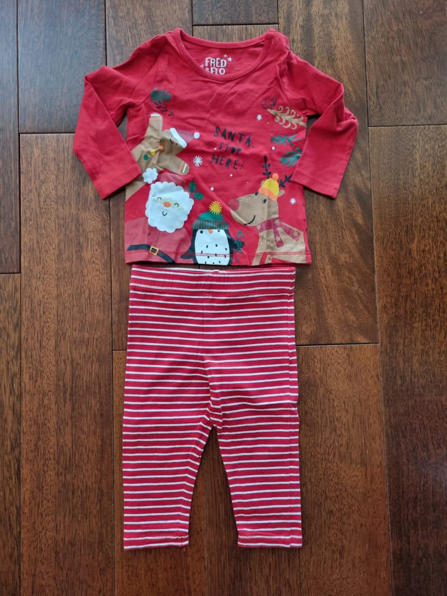 Vánoční set Fred & Flo – tričko a legíny 6/9 m